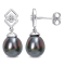8-9MM Black Tahitian Cultured Pearl and White Topaz Drop Earrings in
Sterling Silver