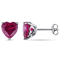5-1/2ctw Created Ruby Stud Earrings in Sterling Silver