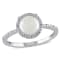 4/5 CT TGW Opal and Diamond Accent Halo Ring in Sterling Silver