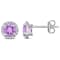 4/5 CT TGW Amethyst and Diamond Accent Halo Stud Earrings in Sterling Silver