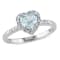 5/8 CT TGW Aquamarine and 1/10 CT TW Diamond Heart Halo Ring in Sterling Silver