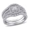 1/2 CT TW Princess Cut and Round Diamond Halo Split Shank Bridal Set in
Sterling Silver
