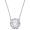 2 3/4 CT TGW Created White Sapphire Solitaire Halo Drop Pendant with
Chain in Sterling Silver