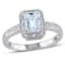 1 CT TGW Aquamarine and Diamond Accent Ring in Sterling Silver