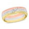 Ladies 6mm Cubic Zirconia Matte Three Row Wedding Band in 10K 3-Tone Gold