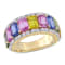 6 4/5 CT TGW Multi-Color Sapphire Anniversary Band Ring in 14K Yellow Gold