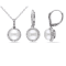 8-8.5MM Freshwater Cultured Pearl and 1/3 CT TW Diamond Earrings and
Pendant in Sterling Silver