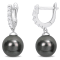 8.5-9MM Black Tahitian Pearl and 3/8 CT TGW White Topaz Drop Cuff
Earrings in Sterling Silver