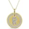 Diamond "R" Initial Pendant with Chain in 18K Yellow Gold Over
Sterling Silver