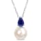 8.5-9MM Freshwater Cultured Pearl and 5/8 CT TGW Created Blue Sapphire
Pendant in Sterling Silver