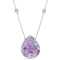 4 5/8 CT TGW Tanzanite, Rose de France, Peridot and Amethyst Teardrop
Necklace in Sterling Silver