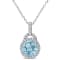 4 CT TGW Sky Blue and White Topaz Pendant with Chain in Sterling Silver