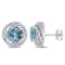 5 CT TGW Sky Blue Topaz and White Topaz Stud Earrings in Sterling Silver