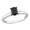 1/2 ct Black Diamond Solitaire Engagement Ring in 14K White Gold