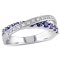 1 CT TGW Created Blue Sapphire and 1/10 CT TW Diamond Crossover Ring in
Sterling Silver