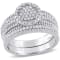 1/3 CT TW Diamond Cluster Bridal Set in Sterling Silver