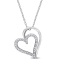 1/10 CT TDW Diamond Double Heart Pendant with Chain in Sterling Silver