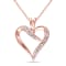 Diamond Heart Pendant with Chain in 18K Rose Gold Over Sterling Silver