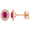 1 1/5 CT TGW Ruby and 1/5 tw Diamond Halo Stud Earrings in 14K Rose Gold