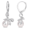 7.5-8MM Freshwater Cultured Pearl and Diamond Accent Bow Leverback
Earrings in Sterling Silver