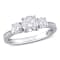 1-3/8 CT DEW Created Moissanite 3-Stone Engagement Ring in 10K White Gold
