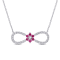 Created Ruby and Created White Sapphire Infinity Floral Sterling Silver
Pendant with Chain
