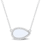 4 CT TGW White Agate Necklace with Beaded Halo in Sterling Silver