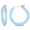 2 7/8ctw Sky Blue Topaz Beaded Hoop Earrings in Sterling Silver