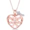 1 1/10 CTW White Topaz Heart Locket and Key Pendant in Rose Plated
Sterling Silver
