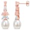 Morganite, Topaz, Aquamarine and 8.5-9MM Cultured Pearl Earrings in 18K
Rose Over Sterling Silver