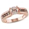 1 1/4 CTW Morganite and Smoky Quartz Ring in Rose Plated Sterling Silver