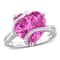 7 1/4 CT TGW Created Pink Sapphire and Diamond Accent Heart Wrapped Ring
in Sterling Silver