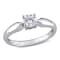 1/2 CT DEW Created Moissanite Solitaire Engagement Ring in 14K White Gold