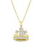 1/4 CT TGW Created White Sapphire Crown Pendant with Chain in White
& Yellow Plated Sterling Silver