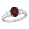 2 CTW  Garnet and Created White Sapphire 3-Stone Ring in Sterling Silver