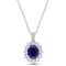 4 CT TGW Created Blues, White Sapphire and Diamond Accent Pendant with
Chain in Sterling Silver
