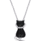 Black Spinel and Created White Sapphire Cat Pendant with Chain in
Sterling Silver with Black Rhodium