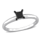 1/2 ct Black Diamond Solitaire Engagement Ring in 14K White Gold