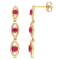 7/8 CT TGW Created Ruby Drop Earrings in Yellow Plated Sterling Silver