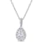 1 1/3 CT DEW Created Moissanite Teardrop Halo Pendant in Sterling Silver