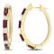 3 CT TGW Baguette Garnet & White Topaz Hoop Earring in Yellow Plated
Sterling Silver