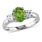 1 7/8 CTW Peridot and Created White Sapphire 3-Stone Ring in Sterling Silver