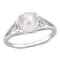 7-7.5MM Freshwater Cultured Pearl and Diamond Accent Split-Shank Ring in
Sterling Silver
