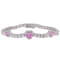 8-3/8 CT TGW Created Pink and White Sapphire Station Halo Heart Tennis
Bracelet in Sterling Silver