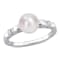 7-7.5MM Freshwater Cultured Pearl and Created White Sapphire Ring in
Sterling Silver