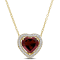 3 4/5 CT TGW Garnet and 1/5 CT TW Diamond Halo Heart Necklace in Yellow
Plated Sterling Silver