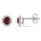 1 1/6  CT TGW Garnet and Diamond Accent Halo Stud Earrings in Sterling Silver
