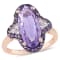 3 1/2 CT TGW Amethyst and White Topaz Ring in Rose Gold Plated Sterling Silver