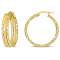 25mm 3-Row Texture and Polished Hoop Earrings in 10k Yellow Gold