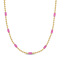 Pink Enamel Bead Link Necklace in 14K Yellow Gold Over Sterling Silver